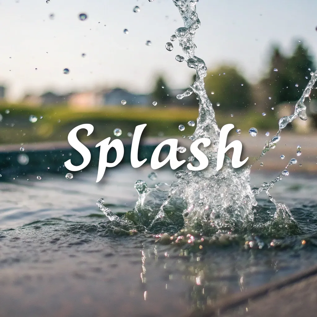 Water splash effect behind text